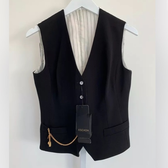 ESCADA BLACK VEST SIZE 42 / US 12 NWTS! - Picture 5 of 11